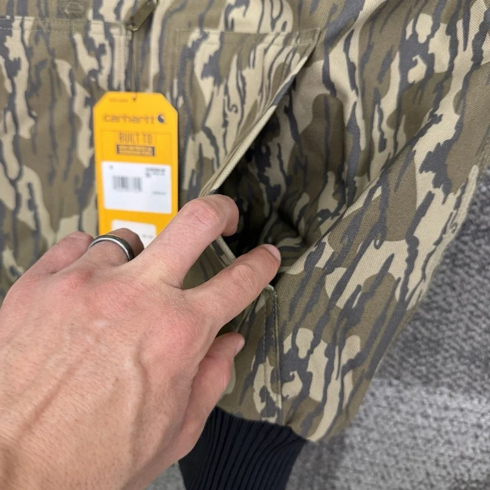 Carhartt Jacket Mens Small BottomLand Camo Rugged Flex‎ Duck Insulated Loose Fit
